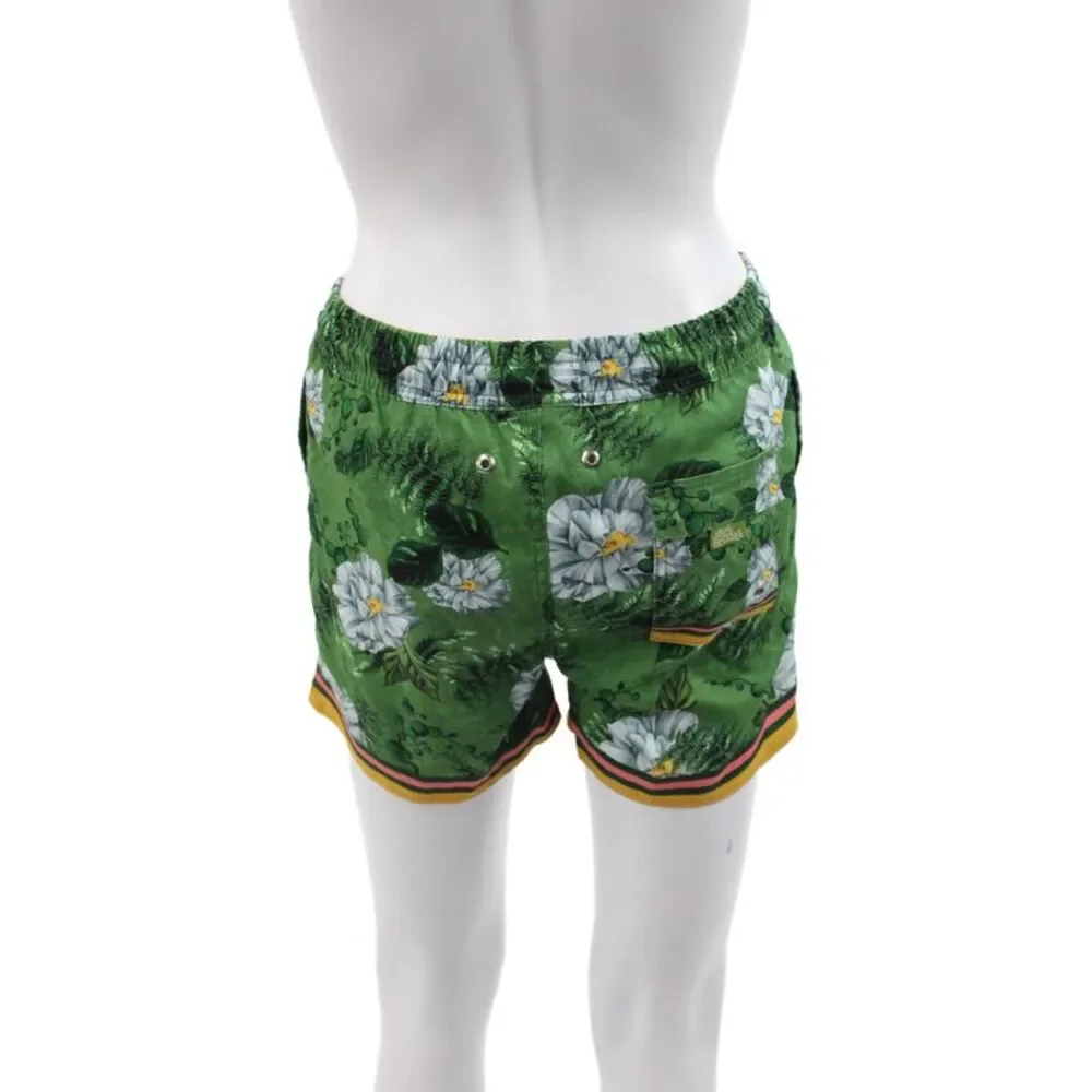 Agua Bendita Mens Green Floral Polyester Swim Shorts Size 14